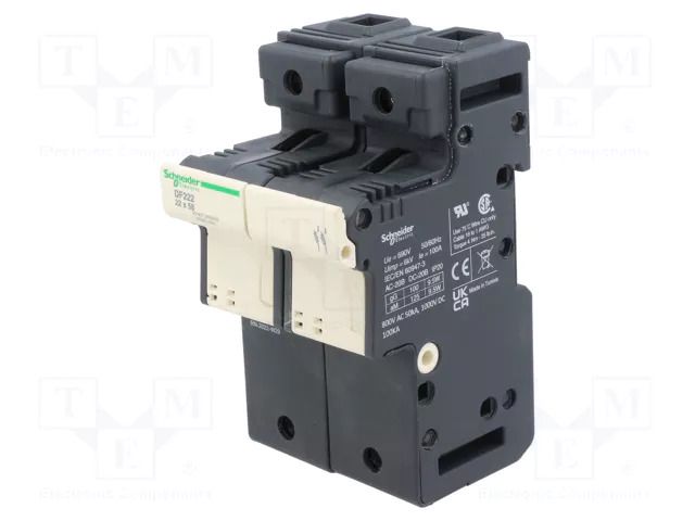 Fuse base; 22x58mm; for DIN rail mounting; 125A; Poles: 3 SCHNEIDER ELECTRIC DF222