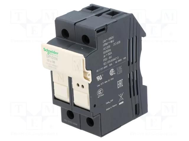 Fuse base; for DIN rail mounting; Poles: 1+N SCHNEIDER ELECTRIC DF101N