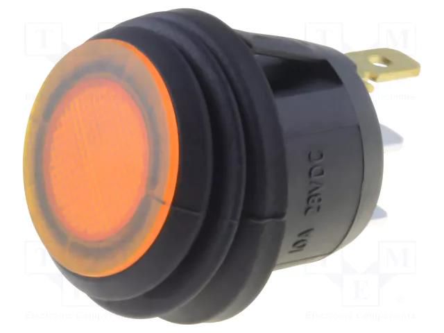 ROCKER; SPST; Pos: 2; ON-OFF; 10A/24VDC; yellow; IP65; LED; 50mΩ SCI R13112B8W02BYL2