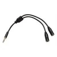 CABLE, 3.5MM MONO PLUG-2 JACK, 6", BLK 24-13486