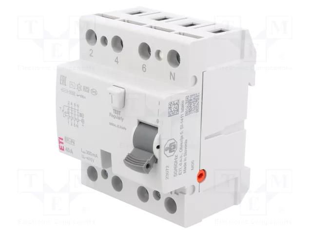RCD breaker; Inom: 40A; Ires: 300mA; Poles: 4; 230V,400V; IP20; EFI ETI POLAM 002061632