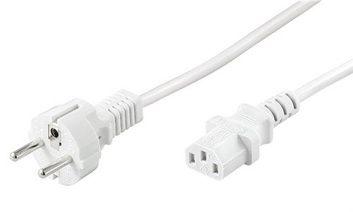 IEC Cord, 5 m, White, (3*1 mm²), 5 m - safety plug hybrid (type E/F, CEE 7/7) > Device socket C13 (IEC connection) 96041