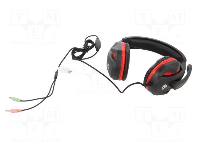 Headphones with microphone; black,red; Jack 3,5mm x2; 2m; 32Ω GEMBIRD GHS-03