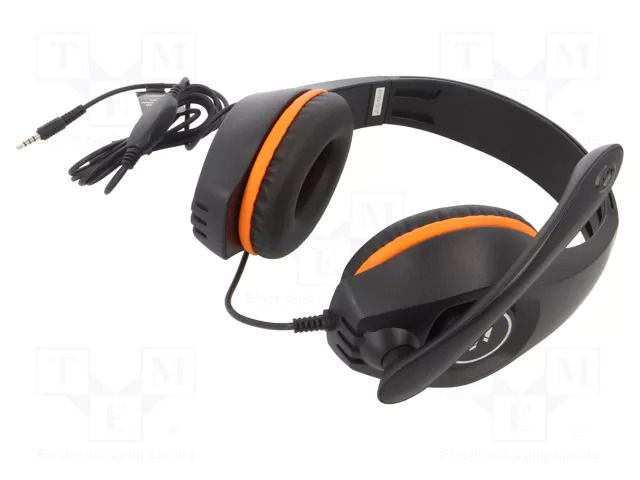 Headphones with microphone; black,orange; Jack 3,5mm; 2m; 32Ω GEMBIRD GHS-05-O