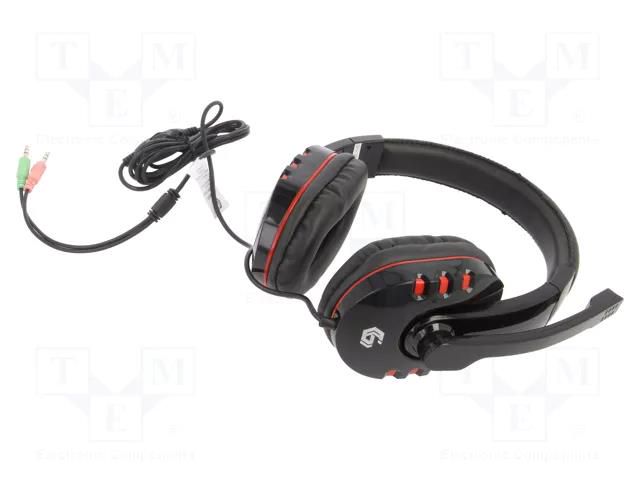 Headphones with microphone; black; Jack 3,5mm x2; 1.8m; 32Ω GEMBIRD GHS-402