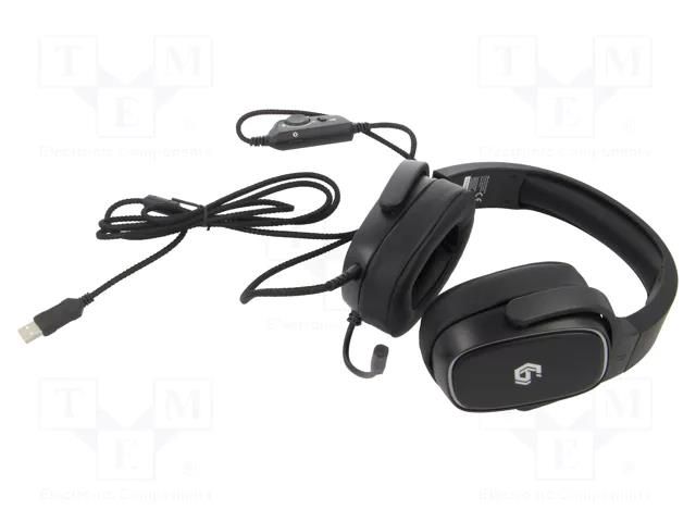 Headphones with microphone; black; Jack 3,5mm,USB A; 2.2m; 32Ω GEMBIRD GHS-SANPO-S300