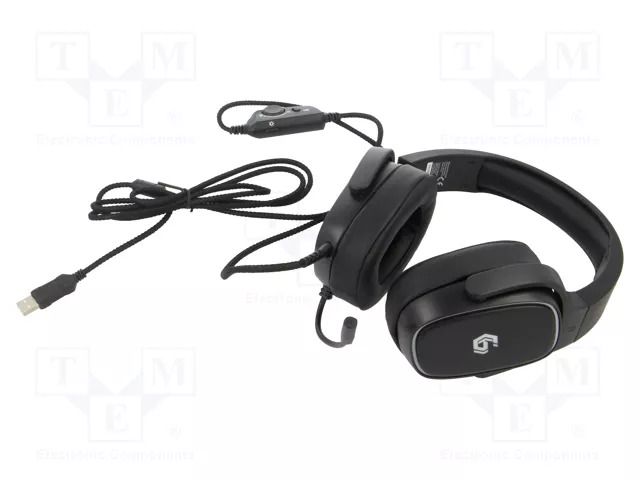 Headphones with microphone; black; Jack 3,5mm,USB A; with LED GEMBIRD GHS-SANPO-S300