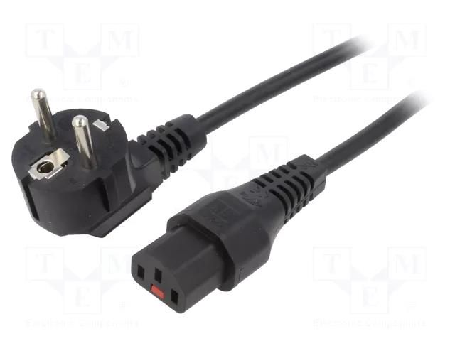 Cable; CEE 7/7 (E/F) plug angled,IEC C13 female; 4m; black; 10A SCHAFFNER SCHAFFNER-814383