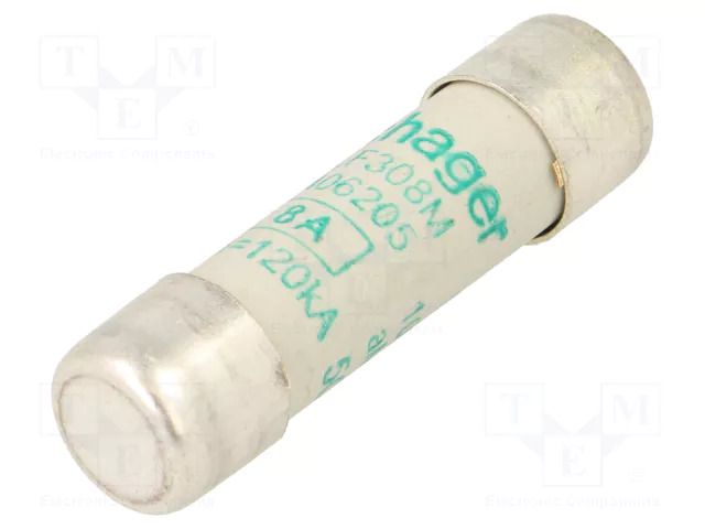 Fuse: fuse; 8A; 500VAC; aM; cylindrical,industrial; 10x38mm HAGER LF308M