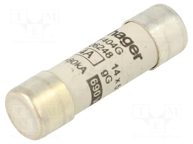 Fuse: fuse; 4A; 690VAC; gG; cylindrical,industrial; 14x51mm HAGER LF404G