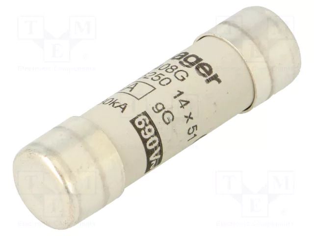 Fuse: fuse; 8A; 690VAC; gG; cylindrical,industrial; 14x51mm HAGER LF408G