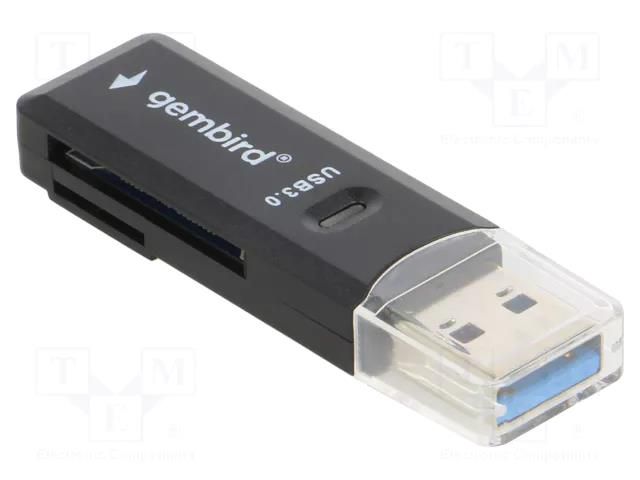 Card reader: memory; USB A plug; USB 3.0; black GEMBIRD UHB-CR3-01