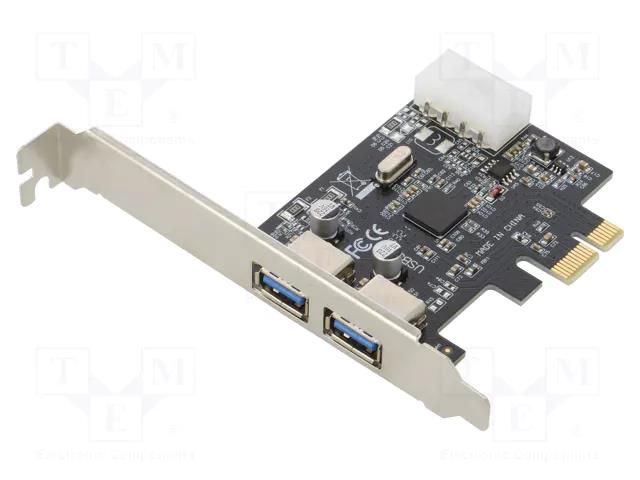 PC extension card: PCIe; USB A socket x2; chipset NEC D720200F1 GEMBIRD UPC-30-2P