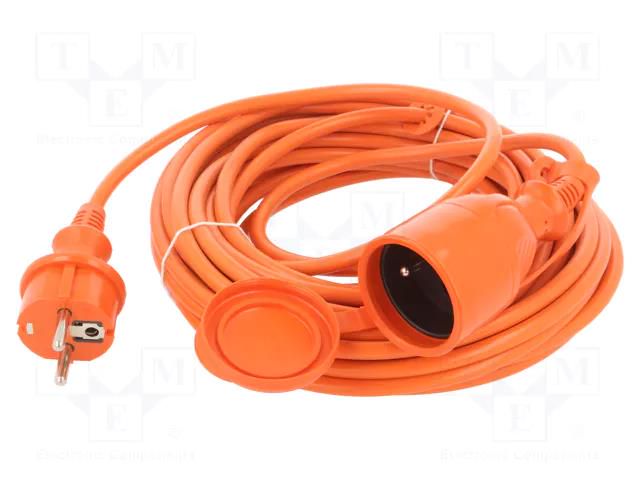 Extension lead; 3x1mm2; Sockets: 1; PVC; orange; 10m; 10A; STANDARD KEL W-96969