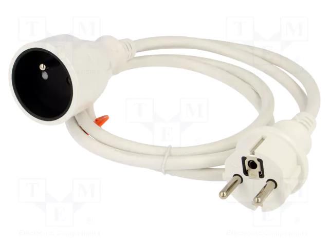 Extension lead; 3x1.5mm2; Schuko; Sockets: 1; PVC; white; 1.5m; 16A PLASTROL W-97414