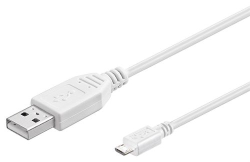 USB 2.0 Hi-Speed cable, white, 1 m - USB 2.0 male (type A) > USB 2.0 micro male (type B) 96193