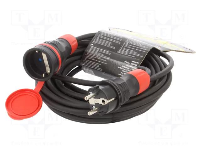 Extension lead; 3x1.5mm2; Sockets: 1; rubber; black; 10m; 16A KEL W-99165