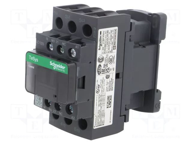Contactor: 3-pole; NO x3; Auxiliary contacts: NO + NC; 48VAC; 25A SCHNEIDER ELECTRIC LC1D25E5