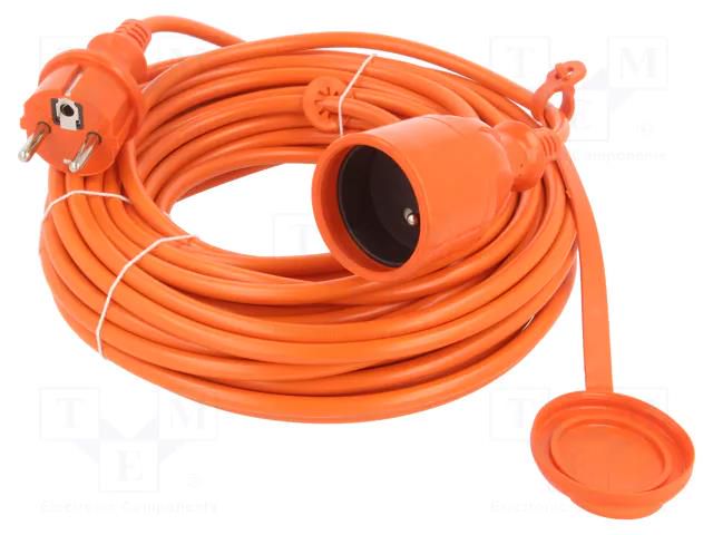 Extension lead; 3x1mm2; Sockets: 1; PVC; orange; 15m; 10A; STANDARD KEL W-96970
