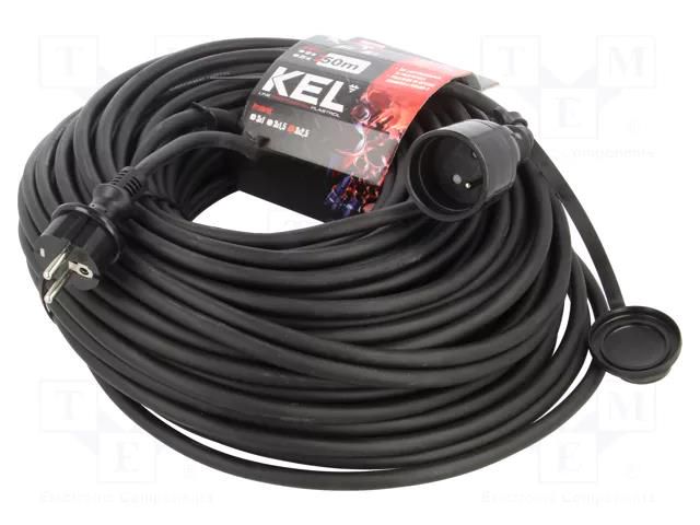 Extension lead; 3x2.5mm2; Sockets: 1; rubber; black; 50m; 16A KEL W-97350