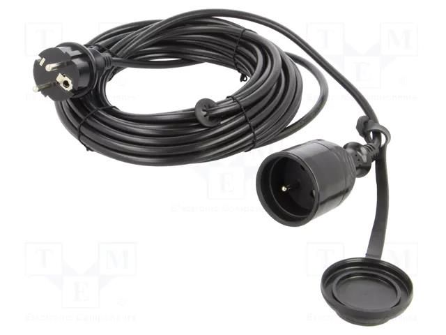 Extension lead; 3x1mm2; Sockets: 1; PVC; black; 10m; 10A; STANDARD KEL W-97408