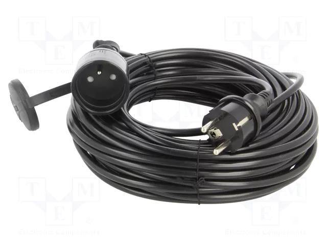 Extension lead; 3x1mm2; Sockets: 1; PVC; black; 20m; 10A; STANDARD KEL W-97409