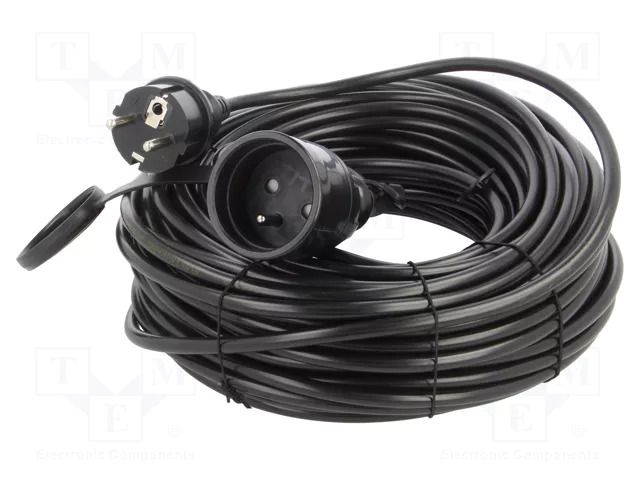 Extension lead; 3x1mm2; Sockets: 1; PVC; black; 30m; 10A; STANDARD KEL W-97410