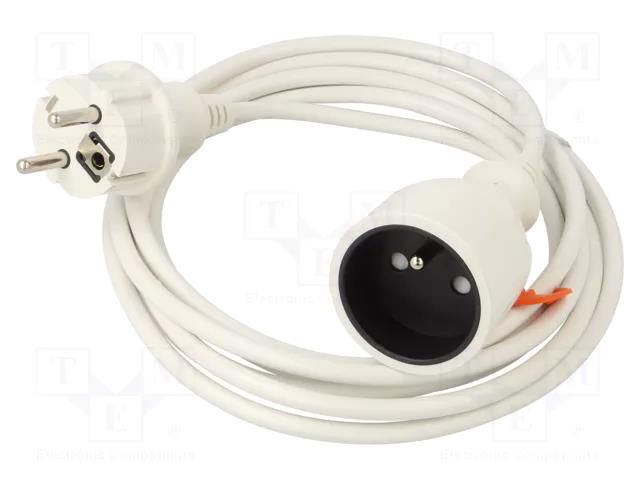 Extension lead; 3x1mm2; Schuko; Sockets: 1; PVC; white; 3m; 10A PLASTROL W-97412