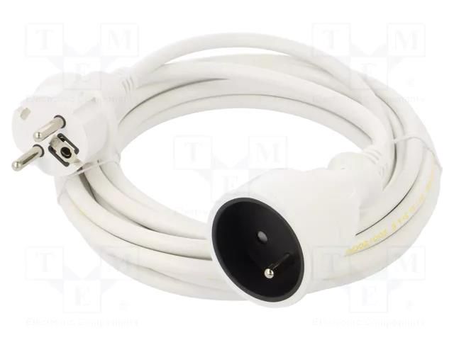 Extension lead; 3x1.5mm2; Schuko; Sockets: 1; PVC; white; 5m; 16A PLASTROL W-97416