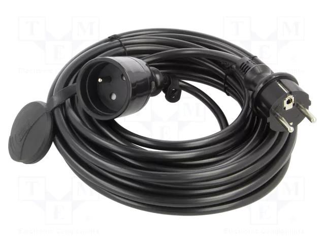 Extension lead; 3x1.5mm2; Sockets: 1; PVC; black; 10m; 16A; STANDARD KEL W-98418