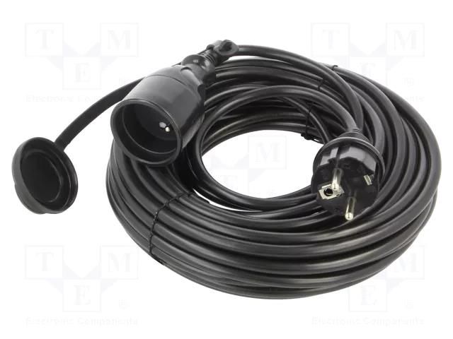 Extension lead; 3x1.5mm2; Sockets: 1; PVC; black; 15m; 16A; STANDARD KEL W-98419