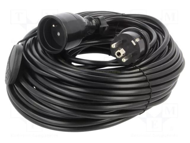 Extension lead; 3x1mm2; Sockets: 1; PVC; black; 25m; 10A; STANDARD KEL W-98421