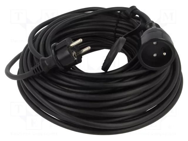Extension lead; 3x1.5mm2; Sockets: 1; PVC; black; 30m; 16A; STANDARD KEL W-98423