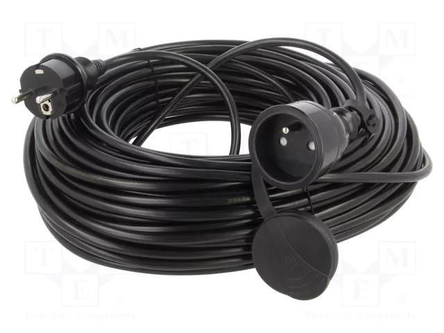 Extension lead; 3x1mm2; Sockets: 1; PVC; black; 40m; 10A; STANDARD KEL W-98424