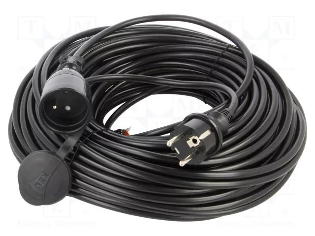 Extension lead; 3x1.5mm2; Sockets: 1; PVC; black; 40m; 16A; STANDARD KEL W-98425