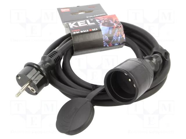 Extension lead; 3x2.5mm2; Sockets: 1; rubber; black; 3m; 16A KEL W-98543