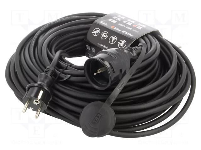 Extension lead; 3x1.5mm2; Sockets: 1; rubber; black; 40m; 16A KEL W-98555