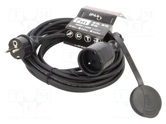 Extension lead; 3x1mm2; Sockets: 1; rubber; black; 7m; 10A KEL W-99764