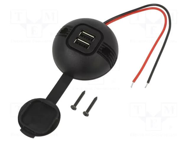 USB power supply; USB A socket x2; Sup.volt: 12÷24VDC; Inom: 5A PRO CAR PROCAR-67327600