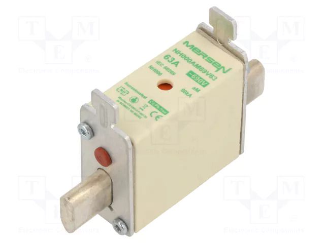 Fuse: fuse; 63A; 690VAC; aM; ceramic,industrial; NH000 MERSEN B227862