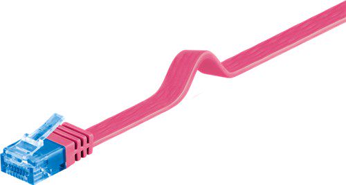 CAT 6A Flat Patch Cable U/UTP, magenta, 0.5 m - copper conductor (CU) 96298