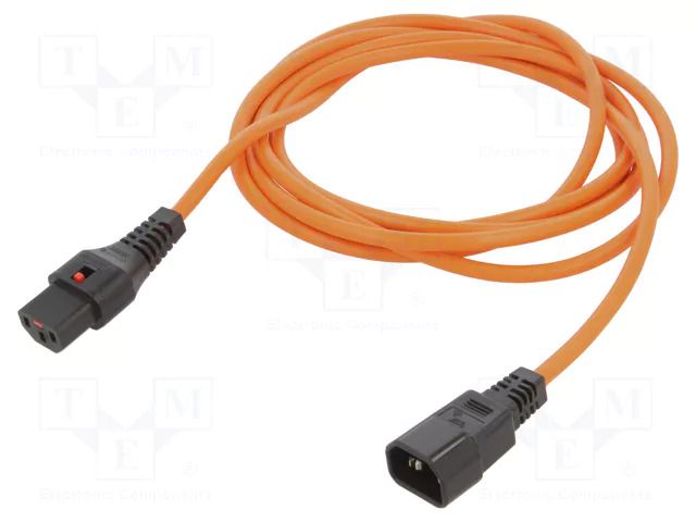 Cable; IEC C13 female,IEC C14 male; 3m; with IEC LOCK locking SCHAFFNER / TE Connectivity SCHAFFNER-816478