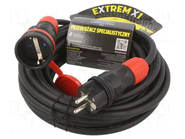 Extension lead; 3x2.5mm2; Sockets: 1; rubber; black; 10m; 16A KEL W-99167