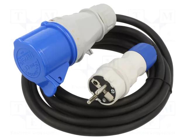 Extension lead; 3x2.5mm2; Sockets: 1; rubber; black; 1.5m; 16A KEL W-99948
