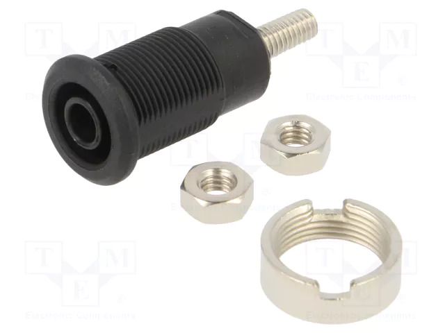 Connector: 4mm banana; socket; 32A; black; nickel plated; M4,screw STÄUBLI SLB4-GK/N-21