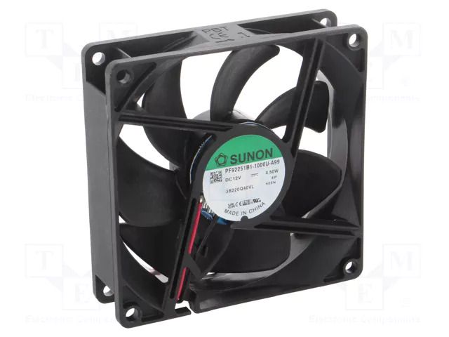 Fan: DC; axial; 12VDC; 92x92x25mm; 127.42m3/h; 46.1dBA; ball SUNON PF92251B1-A99-A