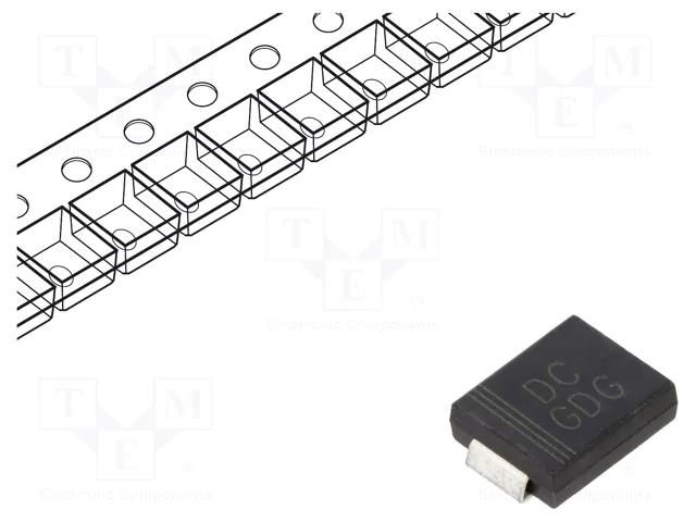 Diode: TVS; 1.5kW; 6.67V; 145.6A; unidirectional; SMC; reel,tape DC COMPONENTS SMCJ6.0A-DC