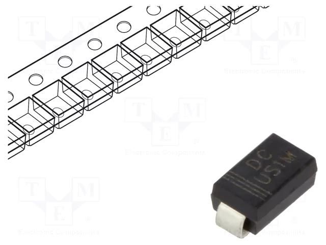 Diode: rectifying; SMD; 1kV; 1A; 100ns; SMA; Ufmax: 1.7V; Ifsm: 30A DC COMPONENTS US1M-DC