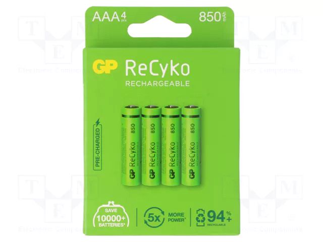 Re-battery: Ni-MH; AAA,R3; 1.2V; 850mAh; ReCyko; blister; Ready2Use GP ACCU-85AAAHCE-EB4