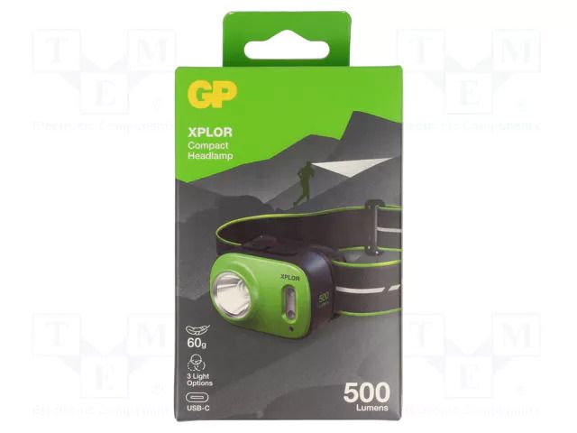 Torch: LED headtorch; IPX6; 5lm,60lm,200lm,500lm; XPLOR GP PHR17M-2B1